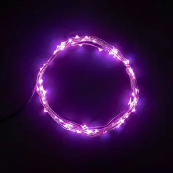 Гирлянда Роса 10м Розовая 12В, 100 LED, Провод Прозрачный Проволока, IP20