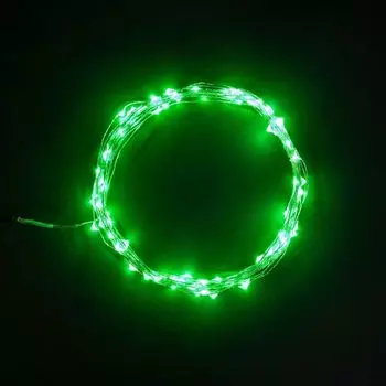 Гирлянда Роса 10м Зеленая 12В, 100 LED, Провод Прозрачный Проволока, IP20