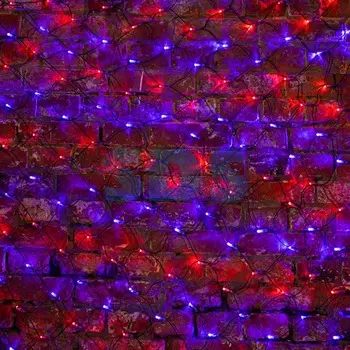 Гирлянда Сеть 2х1,5м, черный ПВХ, 288 LED Красные/Синие