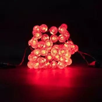 Гирлянда «Шарики» 10м Красная 9В, Диаметр Шарика 23мм, 100 LED, Провод Черный ПВХ, IP54