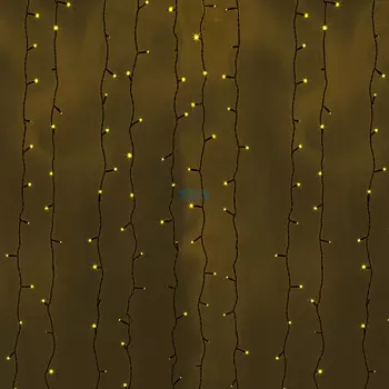 Гирлянда Светодиодный Дождь 2х3м, постоянное свечение, черный провод, 230 В, диоды ЖЁЛТЫЕ, 760 LED