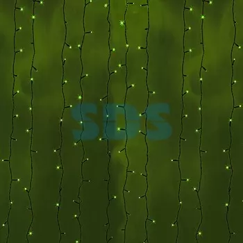 Гирлянда Светодиодный Дождь 2х6м, постоянное свечение, черный провод, 230 В, диоды ЗЕЛЕНЫЕ, 1140 LED
