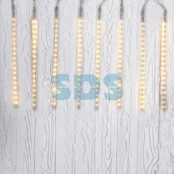 Гирлянда "Тающие сосульки" светодиодная, 8 шт х 50 см, шаг 50 см, 230 В, Теплые Белые светодиоды