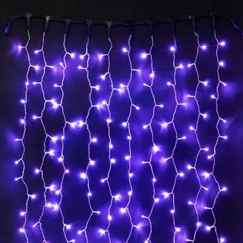 Гирлянда Занавес 1 x 2 м Лиловый 220В, 200 LED, Провод Прозрачный Силикон, IP65