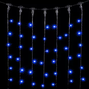 Гирлянда Занавес 1 x 6 м Синий 220В, 600 LED, Провод Черный ПВХ, IP54