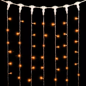 Гирлянда Занавес 1 x 6 м Желтый 220В, 600 LED, Провод Прозрачный ПВХ, IP54