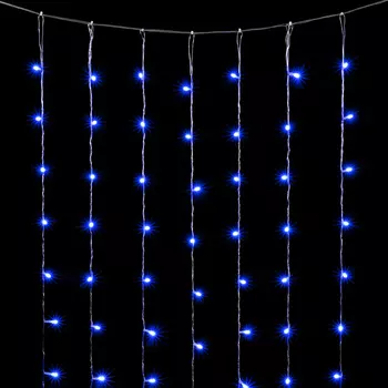 Гирлянда Занавес 2 x 2 м Синий 220В, 400 LED, Провод Прозрачный ПВХ, IP20