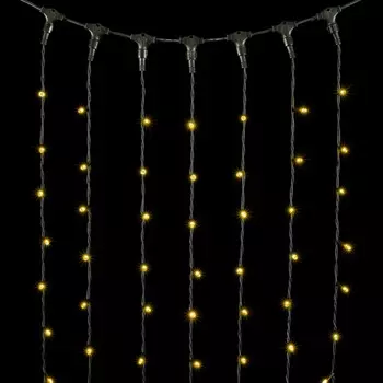 Гирлянда Занавес 2 x 2 м Тепло-Белый, 400 LED, Провод Черный Каучук, IP54