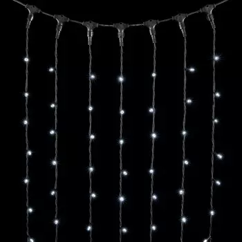 Гирлянда Занавес 2 x 3 м Белый 220В, 600 LED, Провод Черный Каучук, IP54