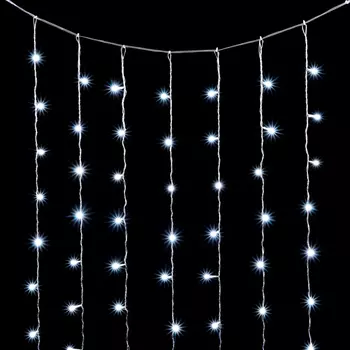 Гирлянда Занавес 3 x 2 м Белый с Мерцанием Белого Диода 220В, 600 LED, Провод Прозрачный ПВХ, IP20