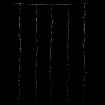 Гирлянда Занавес с Эффектом Бегущий Огонь 2 x 1,6 м Бело-Синий 24В, 150 LED, Провод Прозрачный Силикон, IP65