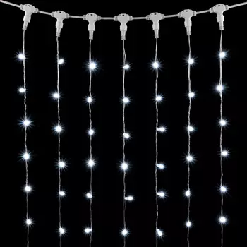 Гирлянда Занавес с Колпачком 2 x 3 м Белый 220В, 600 LED, Провод Прозрачный ПВХ, IP65