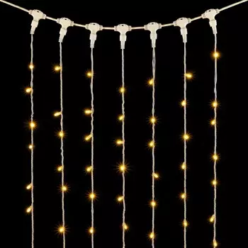 Гирлянда Занавес с Колпачком 2 x 9 м Тепло-Белый 220В, 1800 LED, Провод Белый ПВХ, IP65