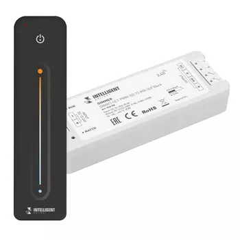 INTELLIGENT ARLIGHT Диммер SMART-SET-PWM-102-72-MIX-SUF Black (12-24V, 2x5A, ПДУ LINE, 2.4G) (IARL, IP20 Пластик, 5 лет)