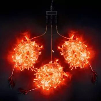 Комплект 3 Красных Нити по 20м c Контроллером, 600 LED, Провод Прозрачный Силикон, IP65