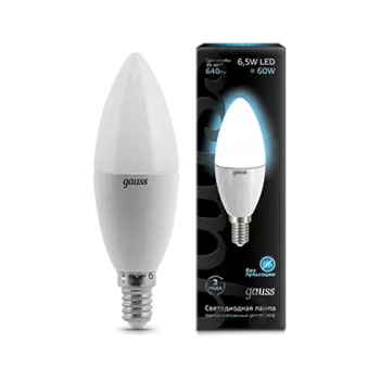 Лампа Gauss Свеча 6.5W 550lm 4100К E14 LED 1/10/100