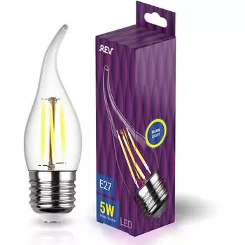 Лампа светодиодная филаментная REV FC37 E27 5W 2700K DECO Premium теплый свет свеча на ветру 32428 7
