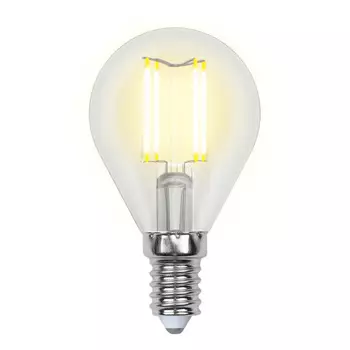 Лампа светодиодная филаментная Uniel E14 6W 3000K прозрачная LED-G45-6W/WW/E14/CL GLA01TR UL-00002201