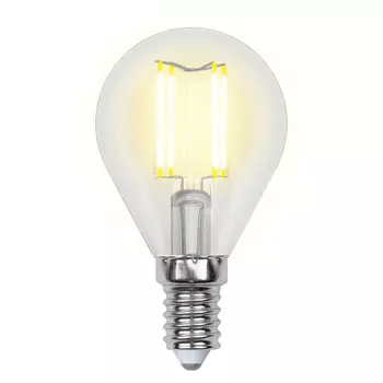 Лампа светодиодная филаментная Uniel E14 6W 4000K прозрачная LED-G45-6W/NW/E14/CL GLA01TR UL-00002207