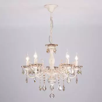 Подвесная люстра Eurosvet 3281/5 белый с золотом/тонированный хрусталь Strotskis