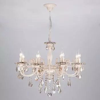 Подвесная люстра Eurosvet 3281/8 белый с золотом/тонированный хрусталь Strotskis