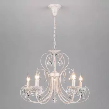 Подвесная люстра Eurosvet 3305/5 белый с золотом/прозрачный хрусталь Strotskis