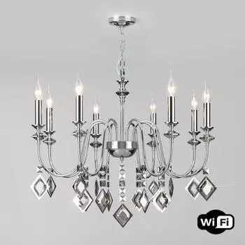 Подвесная люстра Eurosvet Telao 10120/8 хром/дымчатый хрусталь Strotskis Smart