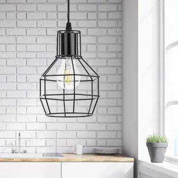 Светильник потолочный светодиодный ЭРА PL11 BK металл, E27, max 60W, высота плафона 220мм, подвеса 730мм, черный