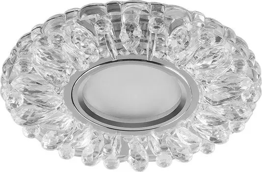 Светильник потолочный встраиваемый со светодиодной подсветкой 15LED*2835 SMD 4000K, MR16 50W G5.3, прозрачный, хром, CD914 с драйвером в комплекте