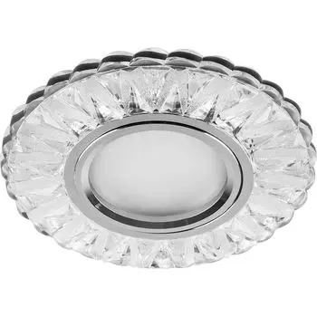 Светильник потолочный встраиваемый со светодиодной подсветкой 15LED*2835 SMD 4000K, MR16 50W G5.3, прозрачный, хром, CD930 с драйвером в комплекте