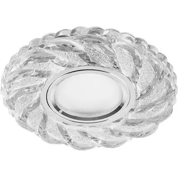 Светильник потолочный встраиваемый со светодиодной подсветкой 15LED*2835 SMD 4000K, MR16 50W G5.3, прозрачный, хром, CD935 с драйвером в комплекте