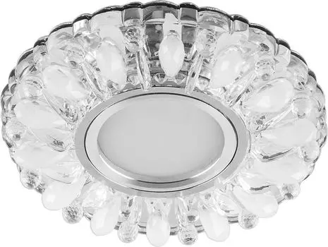 Светильник потолочный встраиваемый со светодиодной подсветкой 15LED*2835 SMD 4000K, MR16 50W G5.3, прозрачный-матовый, хром, CD914 с драйвером в комплекте