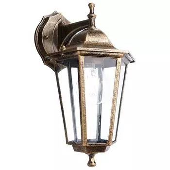 Светильник садово-парковый, 60W 230V E27 черное золото, 6102/PL6102 (на стену вниз)