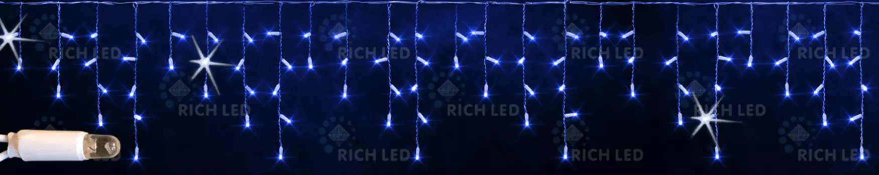 Светодиодная бахрома Rich LED 3*0.5 м, мерцающая, соединяемая (до 10 шт). 112 LED. Влагозащитный колпачок. RL-i3*0.5F-CB/B