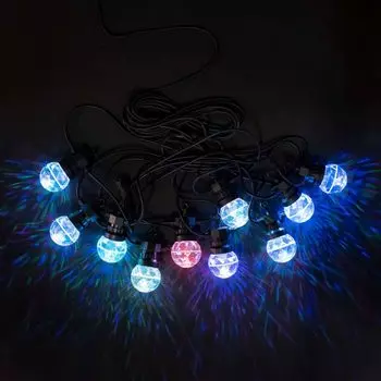 Светодиодная Гирлянда Призма 5м Разноцветная 24В, 10 LED, Провод Черный ПВХ, IP54