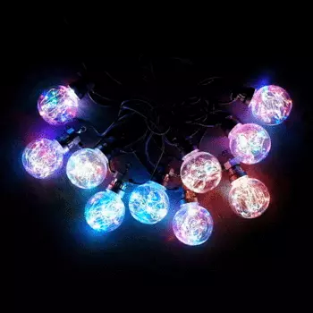 Светодиодная Гирлянда Роса 5м Разноцветная 24В, 10 LED, Провод Черный ПВХ, IP54