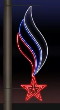 Светодиодная консоль на металлокаркасе ко Дню победы тип 9-1, 220 В, RL-KN-9-1-WBR (Триколор)