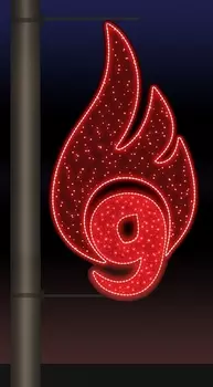 Светодиодная консоль на металлокаркасе ко Дню победы тип 9-3, 220 В, RL-KN-9-3-dR (Красный с заполнением)