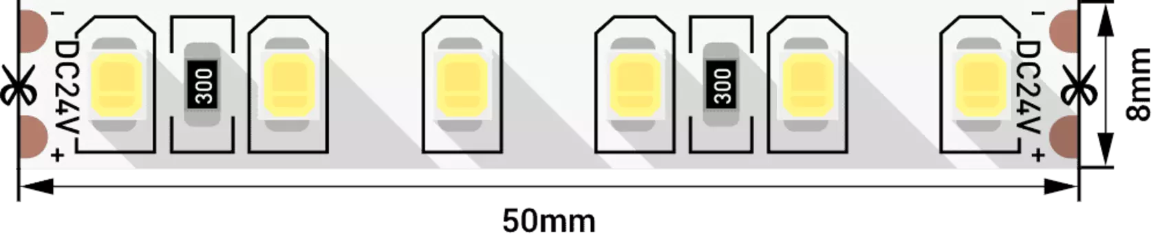 Светодиодная лента 9.6W 3M теплое белое свечение