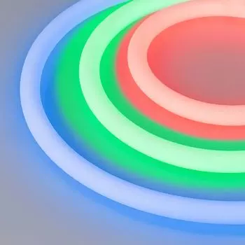 Светодиодная лента герметичная MOONLIGHT-TOP-G280-D18mm 24V RGB 360deg (13 W/m, IP65, 3838, 5m, wire x1) (Arlight, Прямой вывод кабеля)