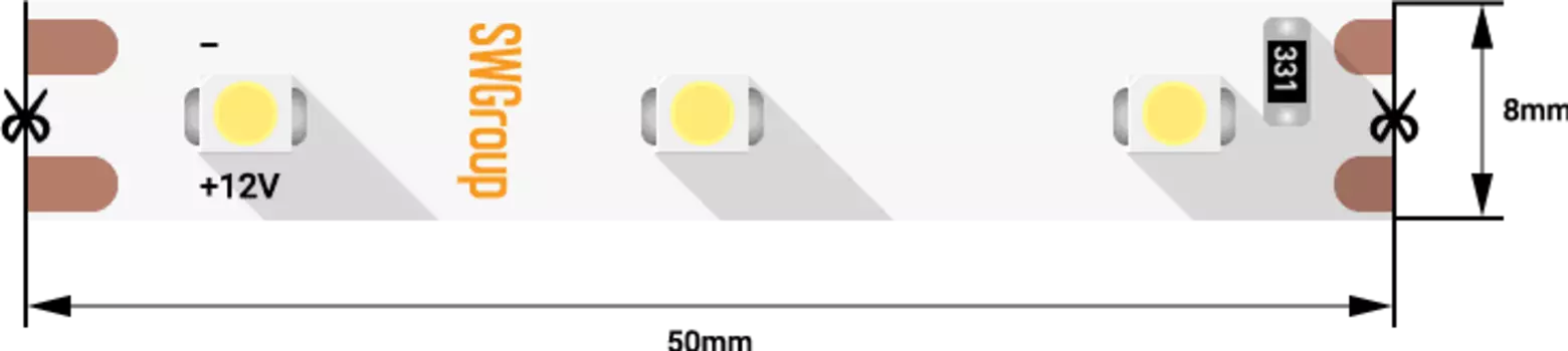 Светодиодная лента IP20 12В 4.8Вт цвет зеленый, SWG360-12-4.8-G