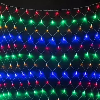 Светодиодная Сеть 2 x 2 м Разноцветная 24В, 256 LED, Провод Прозрачный ПВХ, IP54