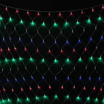 Светодиодная Сеть 2 x 2 м Разноцветная с Контроллером 220В, 256 LED, Провод Прозрачный ПВХ, IP54