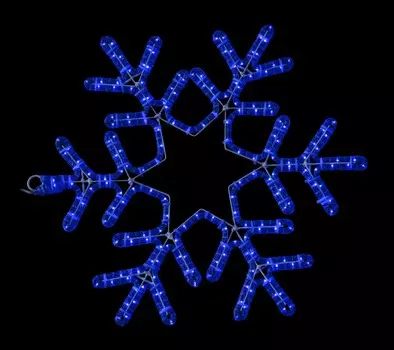 Светодиодная Снежинка Ø0,5м Синяя, Дюралайт на Металлическом Каркасе, IP54