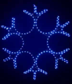 Светодиодная Снежинка Ø0,8м Синяя, Дюралайт на Металлическом Каркасе, IP54