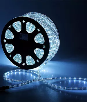 Светодиодный Дюралайт Ø13 мм Белый, 36 LED/м, Свечение 180°, IP54, Бухта 100м