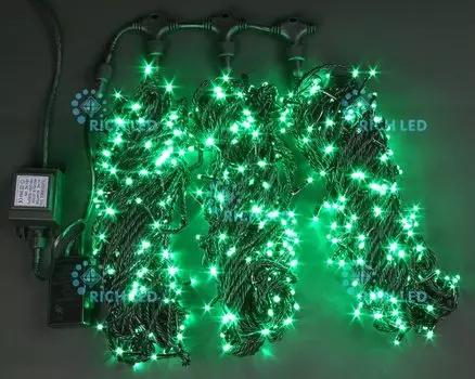 Светодиодный спайдер 600 LED, IP54, для улицы и помещения, провод черный, Свечение: 8 режимов, RL-T3*20N2-B/G