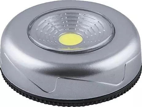 Светодиодный светильник-кнопка (1шт в блистере) 1LED 2W (3*AAA в комплект не входят), 69*25мм, серебро, FN1204