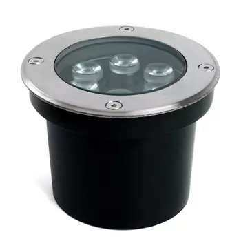 Светодиодный светильник тротуарный (грунтовый) Feron SP2802, 6W, AC12-24V, низковольтный, 3000К, металлик, D120*H90mm, вн.диаметр: 90mm, IP67