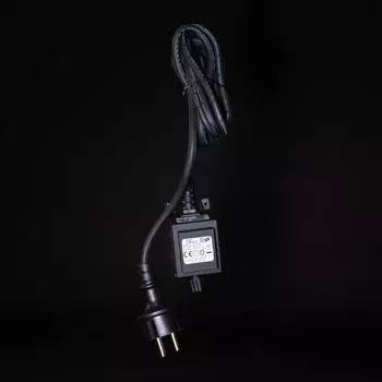 Трансформатор 4,8W для Силиконовых Нитей 24В, до 100 LED, Провод Черный Каучук, IP65